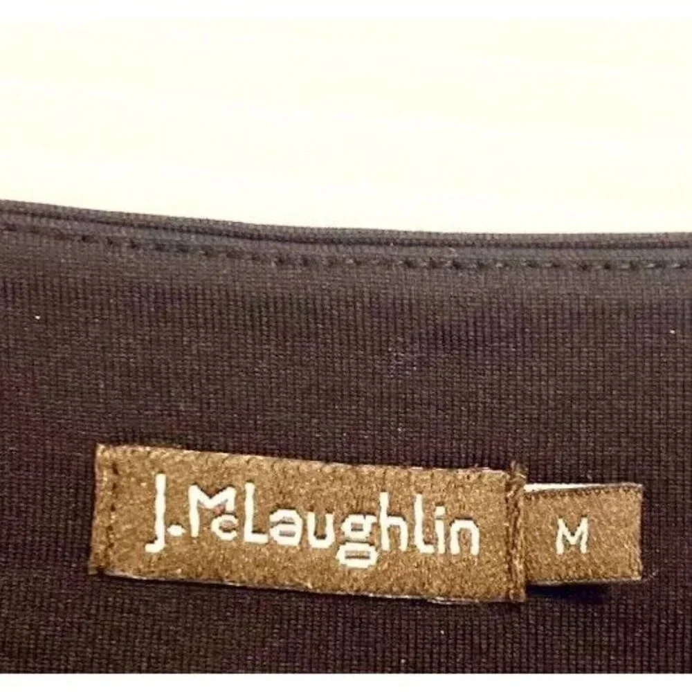 J. McLaughlin Naja Sage Sheath Dress‎ Size M Medium Black Catalina Ruched Side
